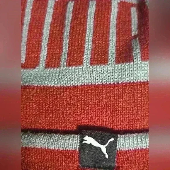 Puma Red Beanie with Pompom - Picture 4 of 8